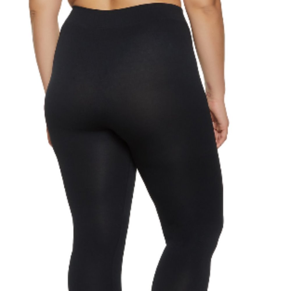 NEW Black W/O Pockets Plus Size Seamless Basic Leggings - Picture 6 of 9